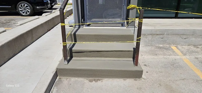 Front-entry step replacement by Lucky&rsquo;s Concrete in Denton